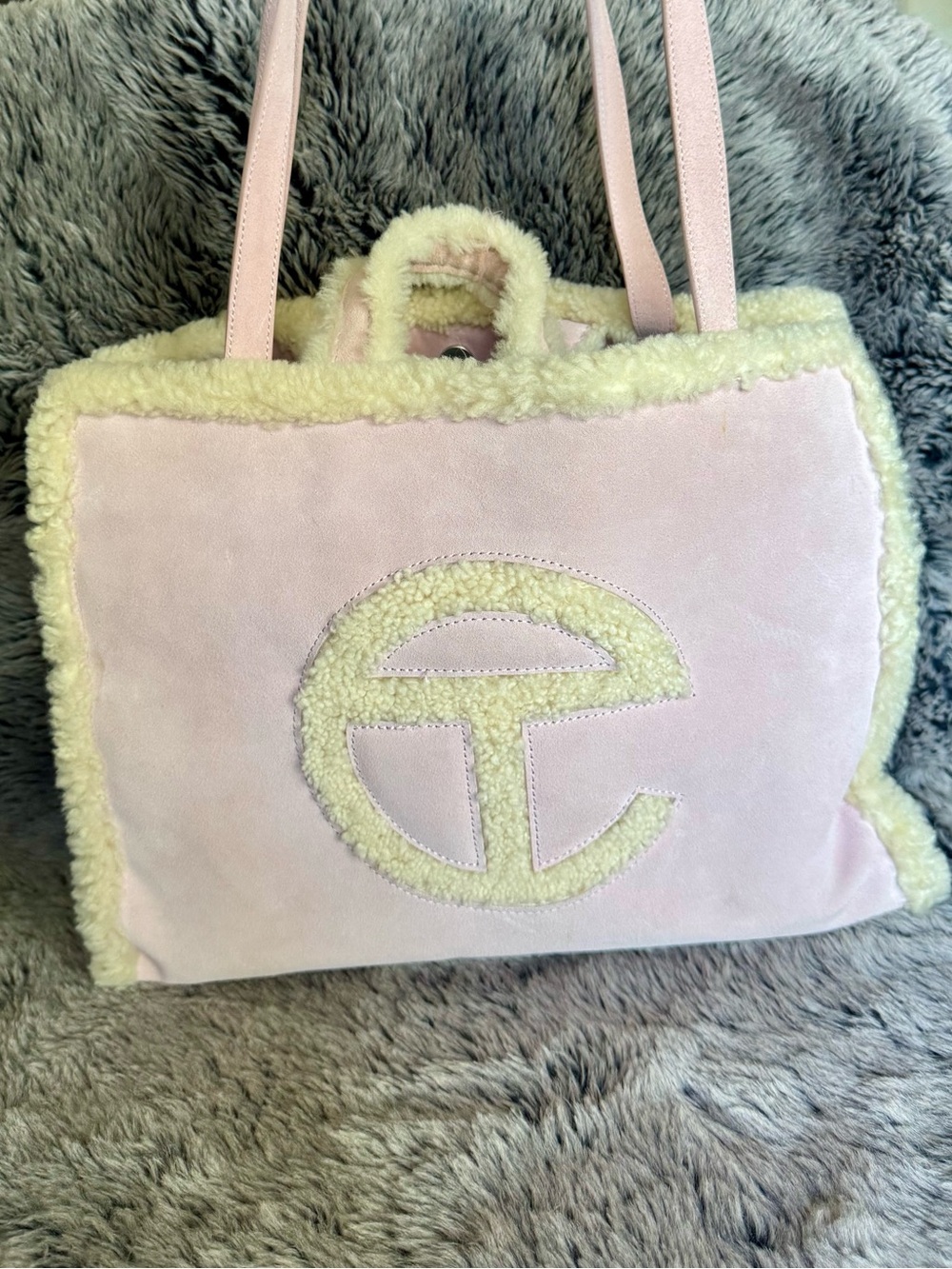 UGG x Telfar Medium Pink Shearling Shopper Tote Bag w Dust Bag